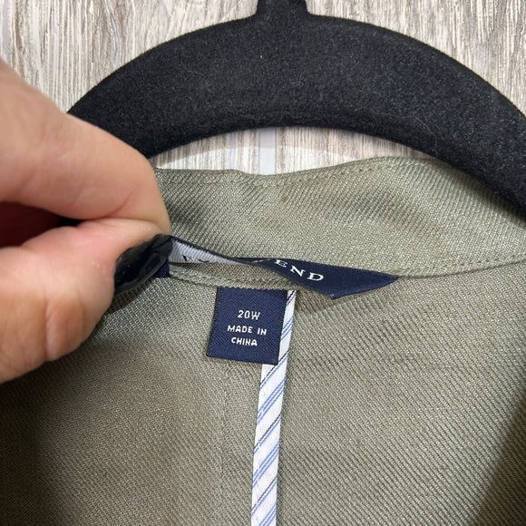 Lands End Linen Olive Green Open Front Boxy Blazer Jacket 20W - Picture 5 of 13
